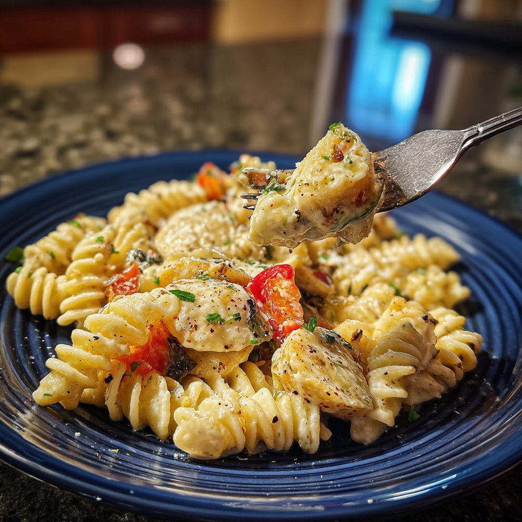 One Pot Creamy Garlic and Roasted Vegetable Pasta
