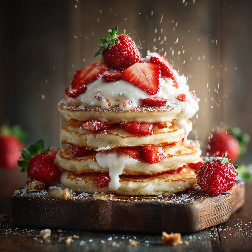 Strawberries and Cream Pancakes